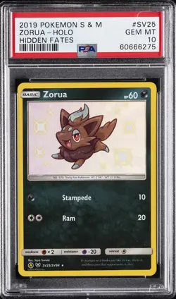 2019 POKEMON SUN & MOON HIDDEN FATES #SV25 ZORUA-HOLO PSA 10 - Image 1