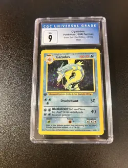 1999 Pokemon German Base Set 1st Edition Gyarados Garados CGC 9 MINT - Image 1
