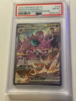 2025 POKEMON DRI EN-DESTINED RIVALS #233 TEAM ROCKET'S NIDOKING EX PSA 8 - Image 1