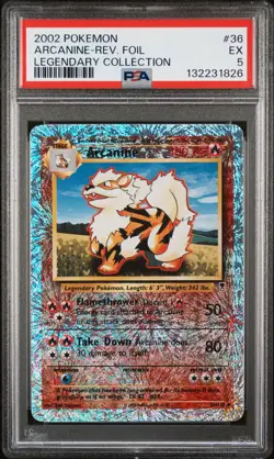 2002 POKEMON LEGEND COLL #36 ARCANINE-REVERSE FOIL PSA 5 - Image 1