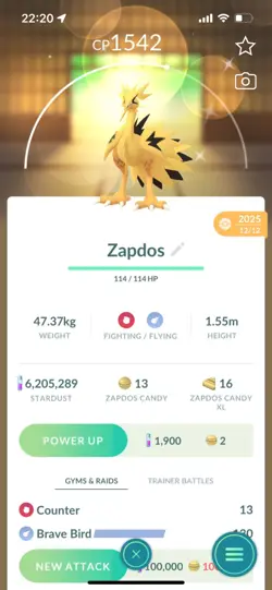 Pokemon Go Shiny Galerian Zapdos - Image 1