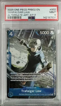 One Piece PRB02 Trafalgar Law ST17-002 Alternate Alt Art PSA 9 Mint 2025 English - Image 1