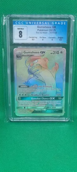 CGC 8 Gumshoos GX Secret Rare 157/149 Holo 2017 Pokemon Sun & Moon RAINBOW RARE - Image 1