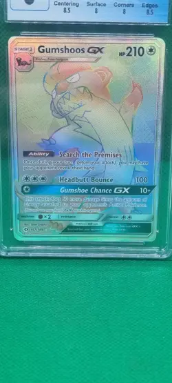 CGC 8 Gumshoos GX Secret Rare 157/149 Holo 2017 Pokemon Sun & Moon RAINBOW RARE - Image 2