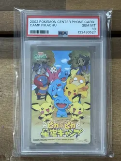 2002 POKEMON CENTER PHONE CARD CAMP PIKACHU PSA 10 (POP 33) - Image 1
