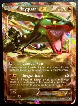 Rayquaza EX 85/124 Holo Rare EX Dragons Exalted Pokemon Heavily Played - Image 1