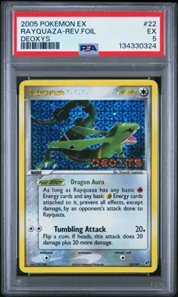 2005 POKEMON EX DEOXYS #22 RAYQUAZA-REVERSE FOIL PSA 5 - Image 1
