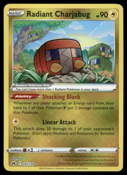Pokemon Cards Radiant Charjabug 051/159 Crown Zenith Radiant Rare NM *5 - Image 1