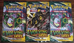 3x Pokemon Evolving Skies Sealed Pack Lot of 3 - TCG - Image 1