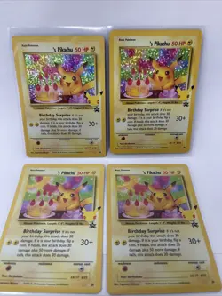 Pokemon Birthday Pikachu #24 Holo Rare 25th Celebrations TCG - FOUR CARD LOT - Image 1