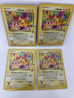 Pokemon Birthday Pikachu #24 Holo Rare 25th Celebrations TCG - FOUR CARD LOT - Image 2