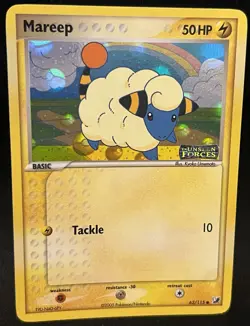 Pokemon 2005 Mareep Ex Unseen Forces Holo 62/115 - Image 3