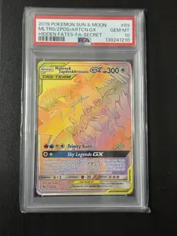 Pokemon TCG - Hidden Fates - Moltres & Zapdos & Articuno GX - 69/68 - PSA 10 - Image 1