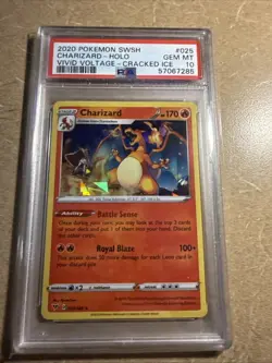 Pokemon SWSH Vivid Voltage Holo Cracked Ice Charizard 2020 PSA 10 Graded - Image 1