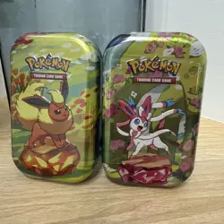 NEW! 2 Prismatic Evolution Evolutions Mini Tins Pokemon Cards SEALED WITH Coin - Image 1
