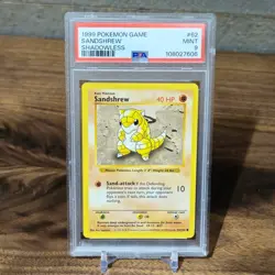 1999 Pokemon Base Set Sandshrew SHADOWLESS PSA 9 #62 - Image 1