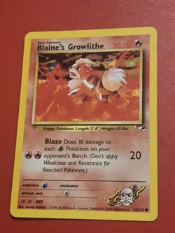 Pokemon TCG Blaine's Growlithe Gym Heroes 62/132 Regular Unlimited Common - Image 1