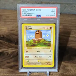1999 Pokemon Game Base Set Diglett Shadowless #47 PSA 9 - Image 1