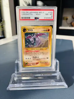 Aerodactyl Holo Card 2000 Pokemon Japanese Neo 3 #142 PSA 8 NM-MT - Image 1