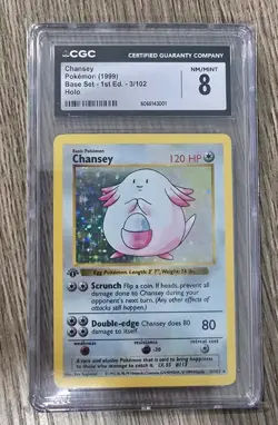 1999 Pokemon Game - CHANSEY - HOLO - 1ST EDITION - CGC 8 (NEAR MINT) CLEAN CARD - Image 1