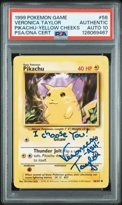 1999 Pokemon Game Pikachu #58 Veronica Taylor Signed Card PSA/DNA 10 Autograph - Image 1