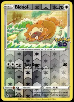 Bidoof (Peelable Ditto) Common Pokemon GO 059/078 NM - Image 1