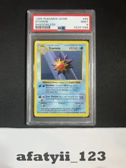 1999 Pokemon Game Starmie Shadowless #64/102 PSA 9 MINT WOTC - Image 1