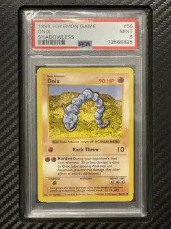 1999 PSA 9 Onix #56 Shadowless Common WOTC Pokemon Game Base Set Shadowless - Image 1