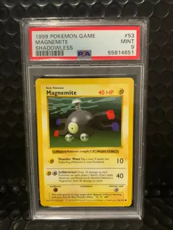 SHADOWLESS! MAGNEMITE PSA 9 MINT WOTC 1999 POKEMON BASE SET 53/102 - Image 1