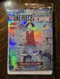 *RARE* Bandai One Piece CCG Monkey.D.Luffy US Voyage Promo Full Art Holo P-055 - Image 1