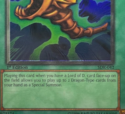 Yugioh The Flute of Summoning Dragon SDK-042 1st PSA 10 Error Foil Shift Card - Image 2