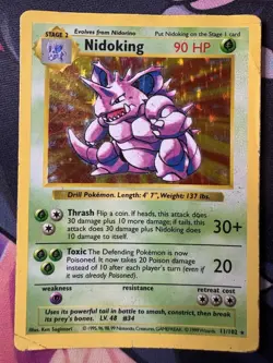 Pokemon Nidoking (Shadowless) Base Set Holo Rare 11/102 English 1999 WOTC Card - Image 1
