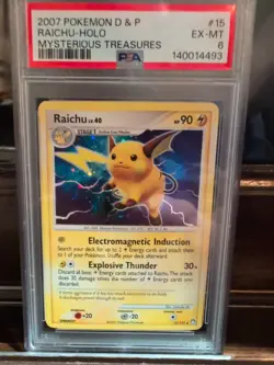 Raichu LV.40 Holo Rare Card 15/123 LP D&P Mysterious Treasures PSA 6 - Image 1