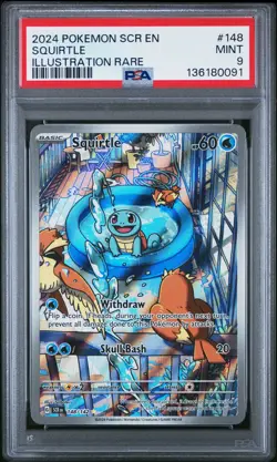 2024 POKEMON SCR EN-STELLAR CROWN ILLUSTRATION RARE #148 SQUIRTLE PSA 9 - Image 1