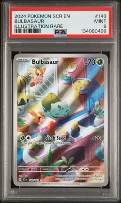 2024 POKEMON SCR EN-STELLAR CROWN ILLUSTRATION RARE #143 BULBASAUR PSA 9 - Image 1