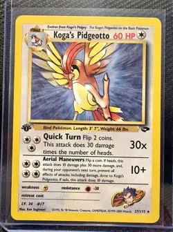 2000 Pokemon Gym Challenge - 1st Edition - Koga’s Pidgeotto 27/132 - Ungraded - Image 1