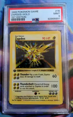 1999 Pokemon 1st Edition Base Set Zapdos PSA 9 MINT HOLO - Image 1