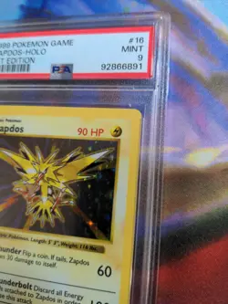 1999 Pokemon 1st Edition Base Set Zapdos PSA 9 MINT HOLO - Image 4