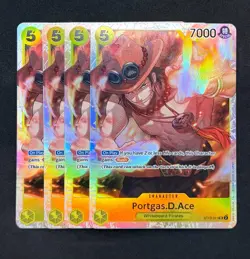 One Piece Portgas.D.Ace ST13-011 SR Foil Playset (x4) The Three Brothers NM - Image 1