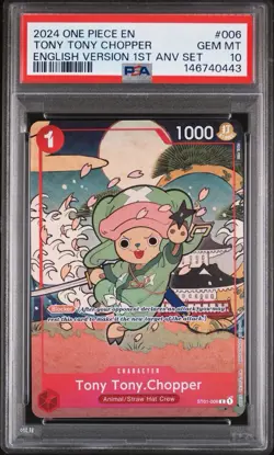 2024 TONY TONY CHOPPER PSA 10 ONE PIECE ENGLISH VERSION 1ST ANNIVERSARY SET #006 - Image 1