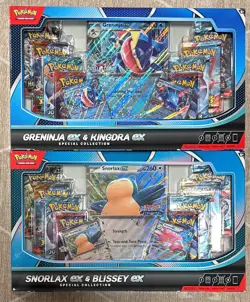 2x Box Lot: Pokemon TCG Snorlax & Blissey + Greninja Ex Special Collection Boxes - Image 1