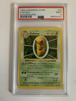 1999 POKEMON GAME 33 KAKUNA SHADOWLESS PSA 9 - Image 1