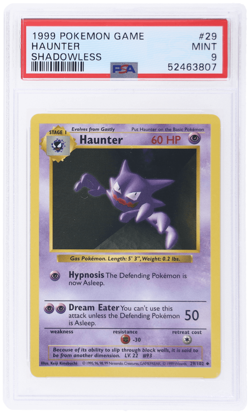 1999 Pokemon Base Set Haunter Shadowless #29 PSA 9 - Image 1