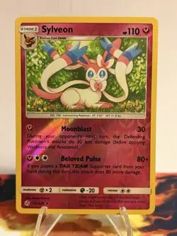 Pokemon TCG Sylveon Sun & Moon Cosmic Eclipse 155/236 Reverse Holo Rare Card - Image 1