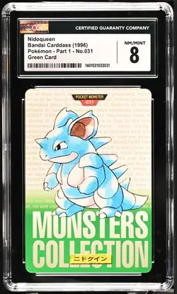 CGC 8 NM/MINT 1996 Pokemon Japanese Bandai Carddass Part 1 Vending Nidoqueen #31 - Image 1