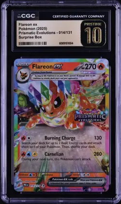 2025 Pokemon Prismatic Evolutions Flareon ex #014/131 CGC 10 Pristine - Image 1