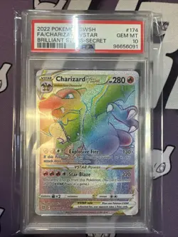 PSA 10 Charizard VSTAR 174/172 Brilliant Stars Rainbow Pokemon Graded Gem Mint - Image 1