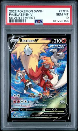 2022 POKEMON SWORD & SHIELD SILVER TEMPEST #TG14 FULL ART/BLAZIKEN V PSA 10 - Image 1