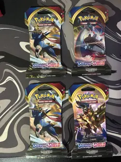 Pokemon Sword & Shield base sleeved Booster Pack Lot 4 Packs - Image 1