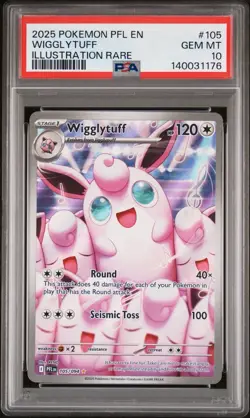 PSA 10 WIGGLYTUFF #105 ILLUSTRATION RARE 2025 POKEMON PFL EN PHANTASMAL FLAMES - Image 1